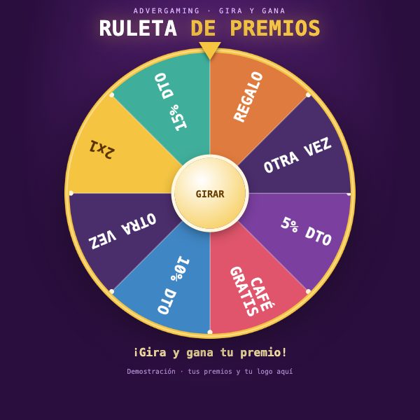 Ruleta de premios de ejemplo: gira y gana un cupón
