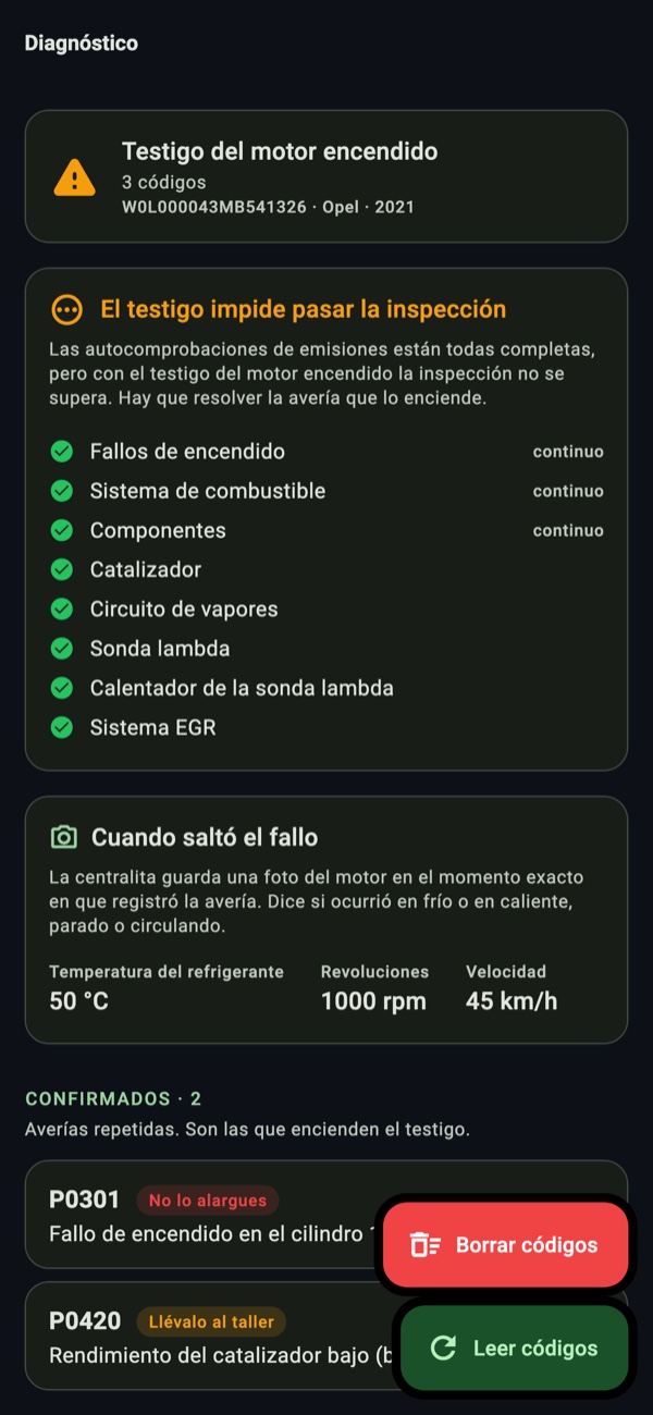 Códigos de avería explicados
