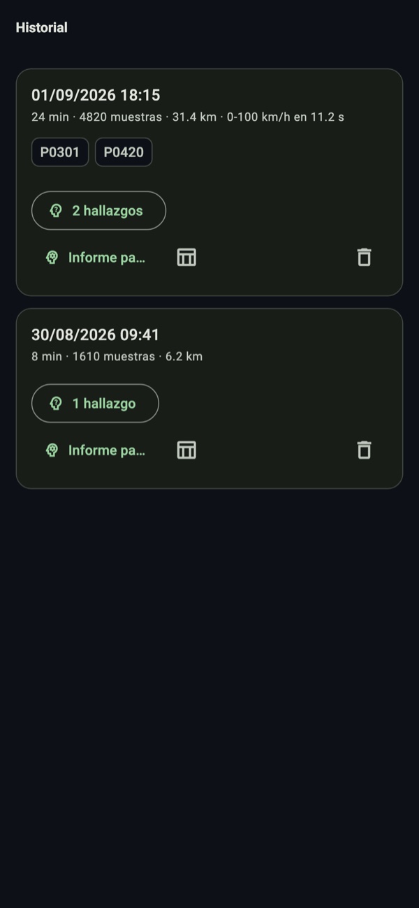 Historial de grabaciones